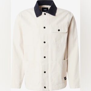 Vans White Shirt Jacket with Black Corduroy Collar
